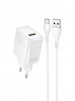 СЗУ USB HOCO CS111A QC3.0 кабель Type-C белый - фото
