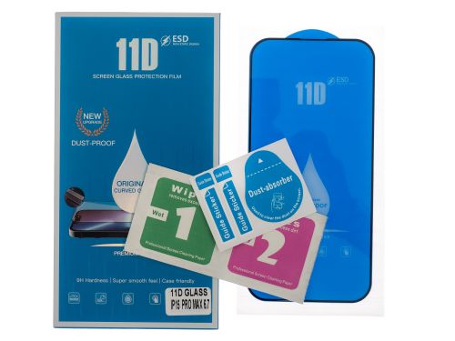 Защитное стекло для iPhone 15 Pro Max 11D FULL GLUE (синяя основа) коробка черный оптом, в розницу Центр Компаньон фото 2
